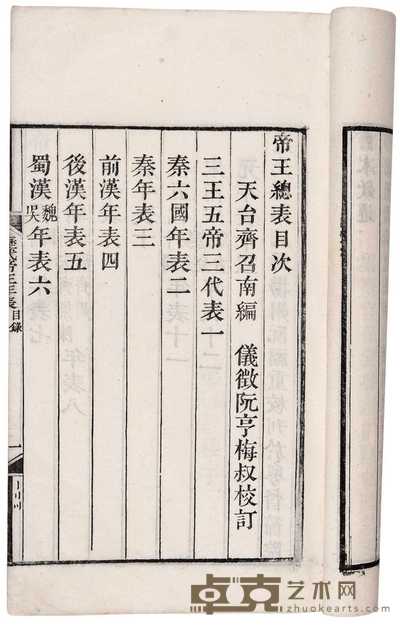 清·天台齐召南编 历代帝王年表十四卷帝王庙谥年讳谱一卷 